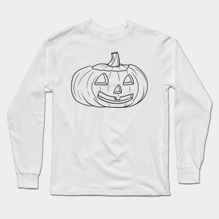 Halloween Jack O' Lantern Black Line Long Sleeve T-Shirt